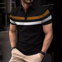 Striped Stitching Fashion Casual Button Short Sleeve