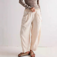 Spring New Arrival Cotton-Linen Solid-Color Fashionable Casual Loose Womens Pants