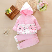 Girls' Autumn And Winter Clothes Padded Coat Suit