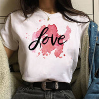 Women's Short-sleeve Printed Crew-neck White T-shirt
