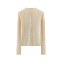 Half-high Collar Cashmere Cardigan Women's Slim-fit Short Sweater