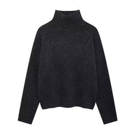 Knitwear Personality Street Vintage Women's Wine Red Turtleneck Sweater