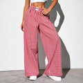 New Style Cotton Plaid Loose Casual Pants With Pockets
