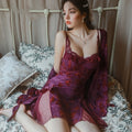 Sweet Butterfly Printed Hot Backless Deep V Plus Chest Pad Nightdress