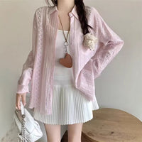 Loose-fitting Long-sleeve Cardigan Shirt Jacket For Women