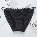 Seamless Ice Silk Cotton Crotch Lace Edge Low Waist Lace Triangle T-back