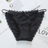 Seamless Ice Silk Cotton Crotch Lace Edge Low Waist Lace Triangle T-back