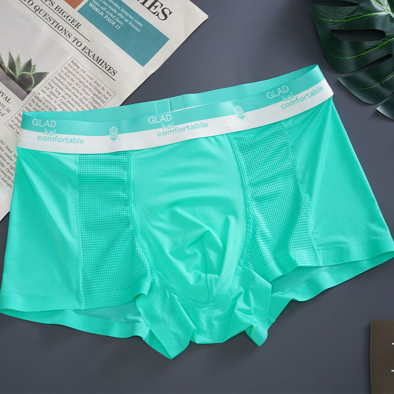 Ice Silk Thin Mesh Breathable Traceless Boxer Shorts