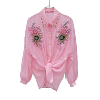 Heavy-duty 3D Floral Loose-fitting Top For Women