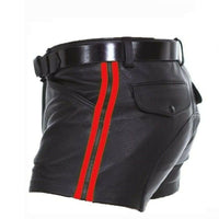 Multi-Color PU Stripe Casual Short Leather Pants
