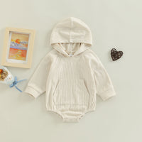 New Infant And Toddler Thin Pit Strip Long-sleeved Hooded Harness Crawling Clothes