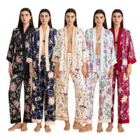 Floral-print Satin Chiffon Loungewear Set
