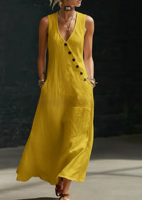 Womens Solid-Color Buttoned Tank Dress