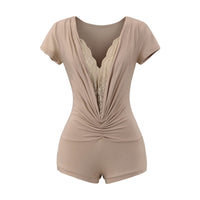 Pure Desire Style Lace Stitching Deep V Jumpsuit