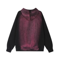 Tie-dyed Color Matching Butterfly Patch Velvet Padded Hooded Sweatshirt
