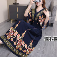 Floral-print Bohemian Cotton Silk Dress