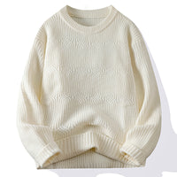 Men's Solid-Colored Knitted Long-Sleeve Retro Crew-Neck Sweater