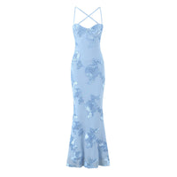 3D Flower-Embellished Bodycon Slip Dress