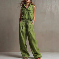 Womens AutumnSummer Casual Loose Sweatshirt And Straight Leg Pants Set