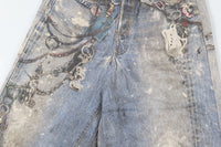 3D Digital Printed Chain Denim Shorts
