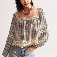Patchwork Lace Blouse Women's Top
