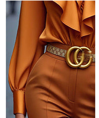 Elegant Polyester Patchwork Long-Sleeve Top And Pants Set