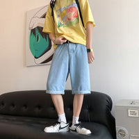 Summer Denim Shorts Male Hong Kong Style Trendy