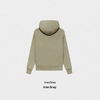 Autumn Winter Fleece-Lined Solid-Color Hoodie