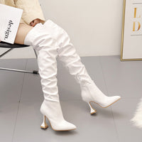 High Heel Women's Straight Slim White Over-the-knee Boots