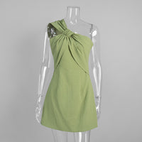 Pure Cotton Short Fashionable Single-Knot Tight-Fitting Backless Dress