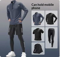 Fitness Set Men's Ice Silk Quick-dry Summer Sportswear Short Sleeve
