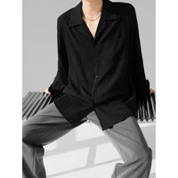 Draping Cuban Collar Loose Shirt All-match Texture