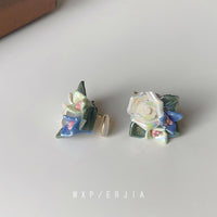 Mori Sweet Fired Blue Flower Earrings