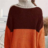High Collar Color Matching Warm All-matching Female Knitted Pullover Sweater