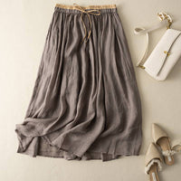 Loose Casual Drape Mid-length Double-layer High-waist Skirt For Women