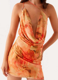 Womens Dress New Style Boat Neck One-Shoulder Crossbody Sexy Printed Dress