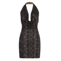 Chic Sleeveless Halter Dress With Ruffled Hem