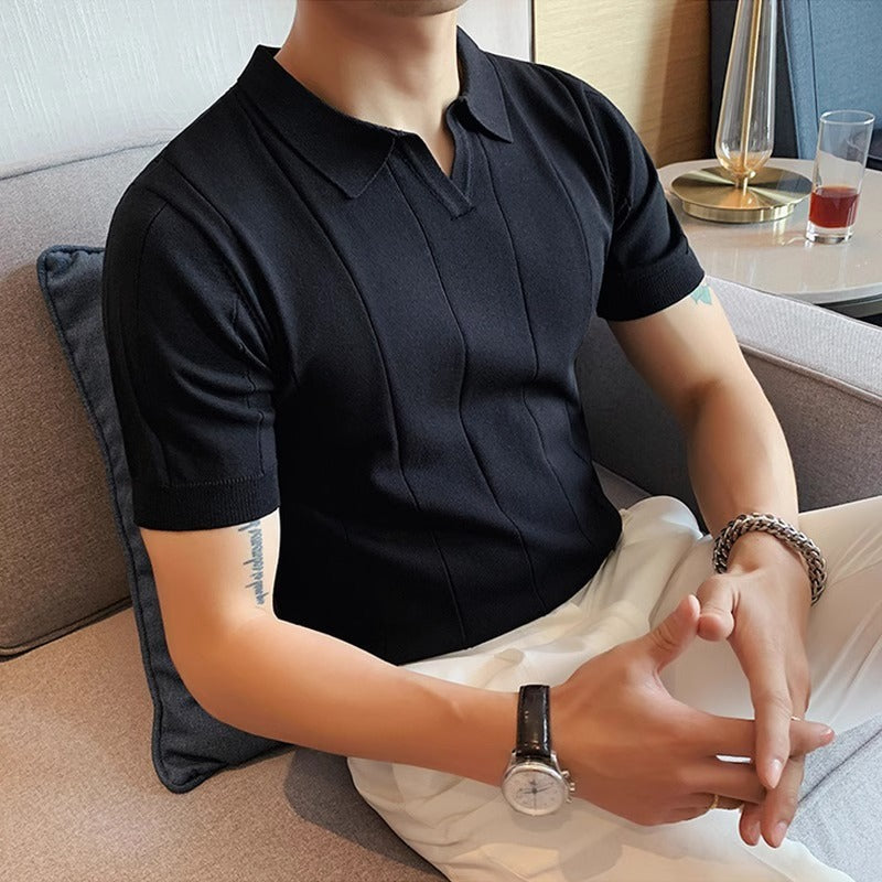 Ice Silk Short Sleeve T-shirt Men's Business