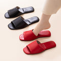 Womens PU Leather Plain Color Simple Slippers For Home Use