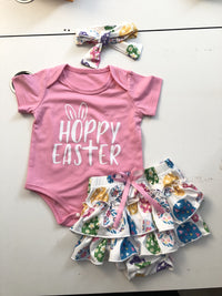Baby Girl's Short-sleeved Letter Romper Colorful Egg