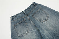 Washed Bright White Denim Five-point Pants Men's Punk