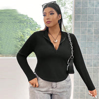 Women's Solid Color Zip-up Long Sleeve Sexy Fitted Top