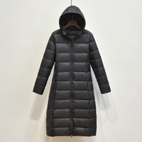 Lightweight Hooded Long Below-the-knee Slim-fit Coat