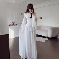 Women's Crew Neck Slim-fit Long-sleeve Dress