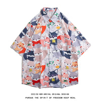 Men's Retro Hong Kong Style Short Sleeve Printed Shirt