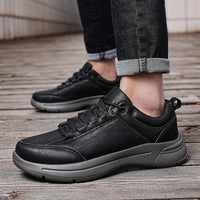 Mens Low-Top Round-Toe British-Style Fashion Leather Sneakers For Sports And Casual Wear