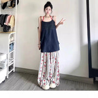Summer Thin Chiffon High Waist Drapey Straight Leg Long Pants