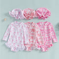 Girls' Fashion Bowknot Pattern One-piece With Hat