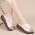 Mid-heel Outdoor Hollow Women's Slippers For Middle-aged Women