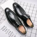 Spring And Autumn Fashion Square Buckle Low-cut Dress Leather Shoes
